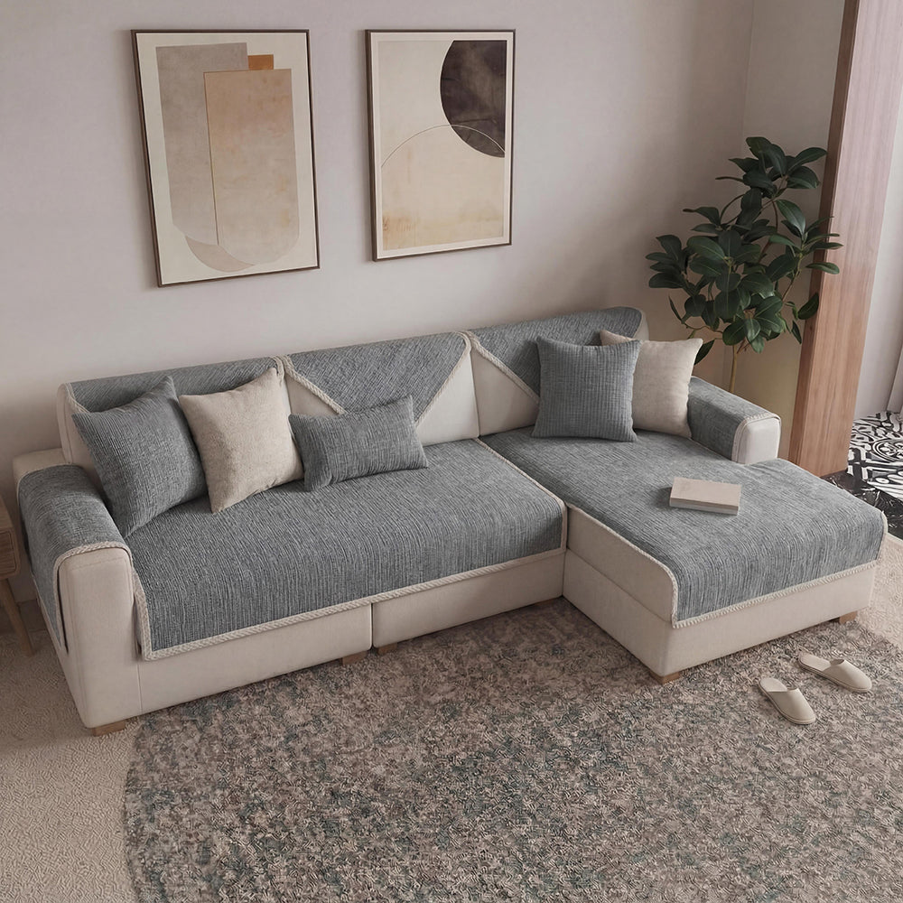 Waterproof Antimicrobial Simple Chenille Fabric Anti-scratch Corner Couch Cover