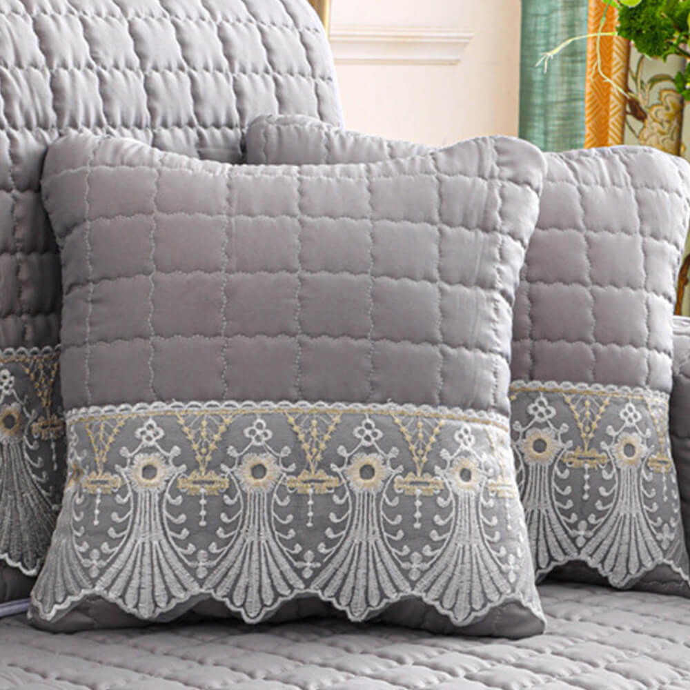 Luxury Quilted Lace Embroidery Non-Slip Sofa Cover