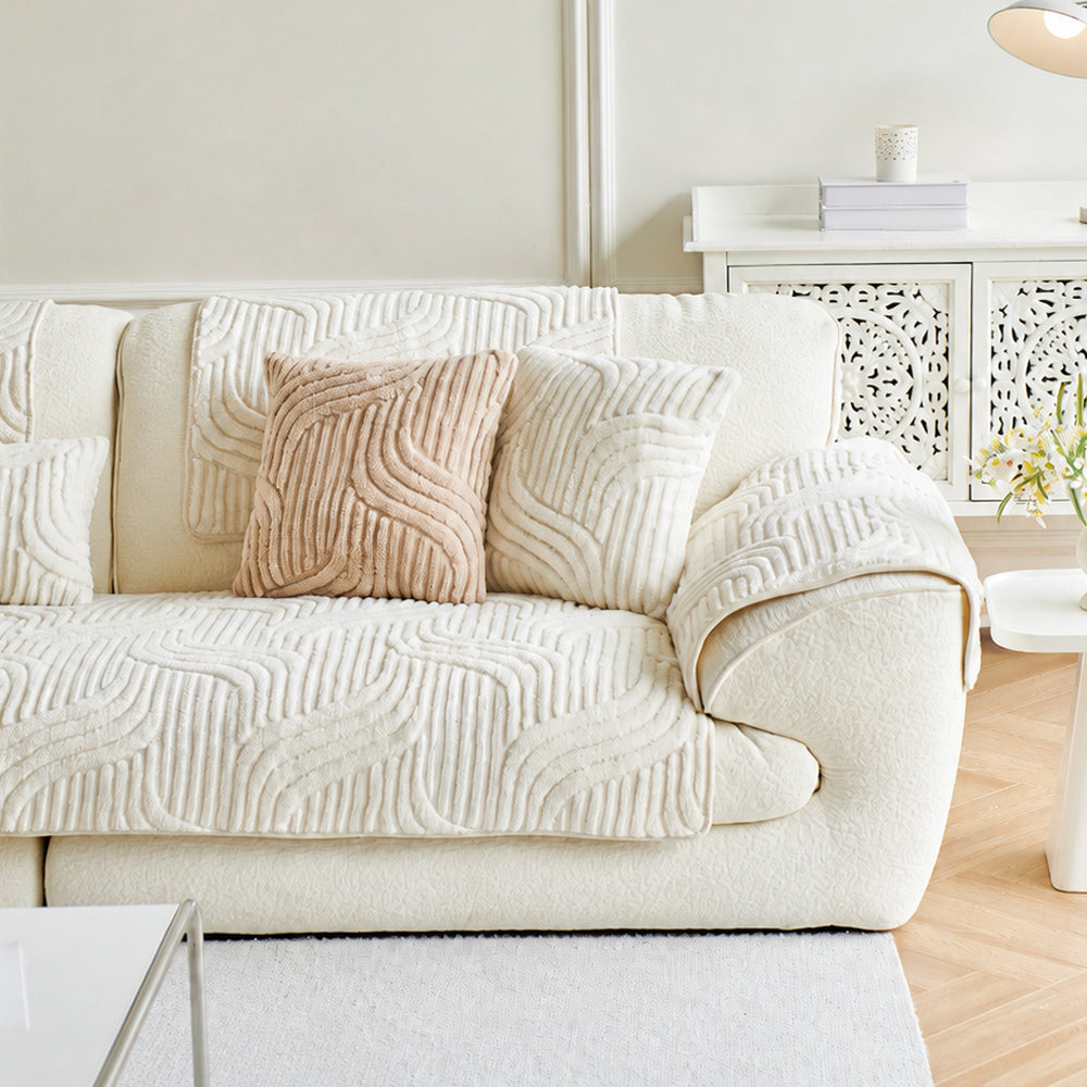 Soft Plush Geometric Textured Non-Slip Sofa Cover