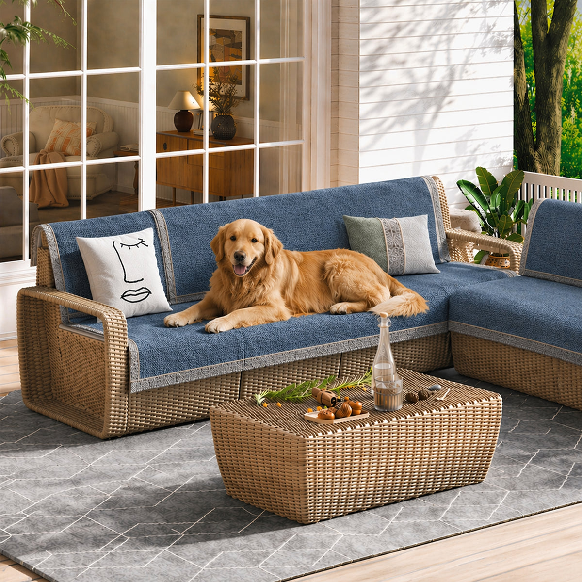 All-Season Modern Tweed Woven Chenille Anti-Slip Sofa Cover
