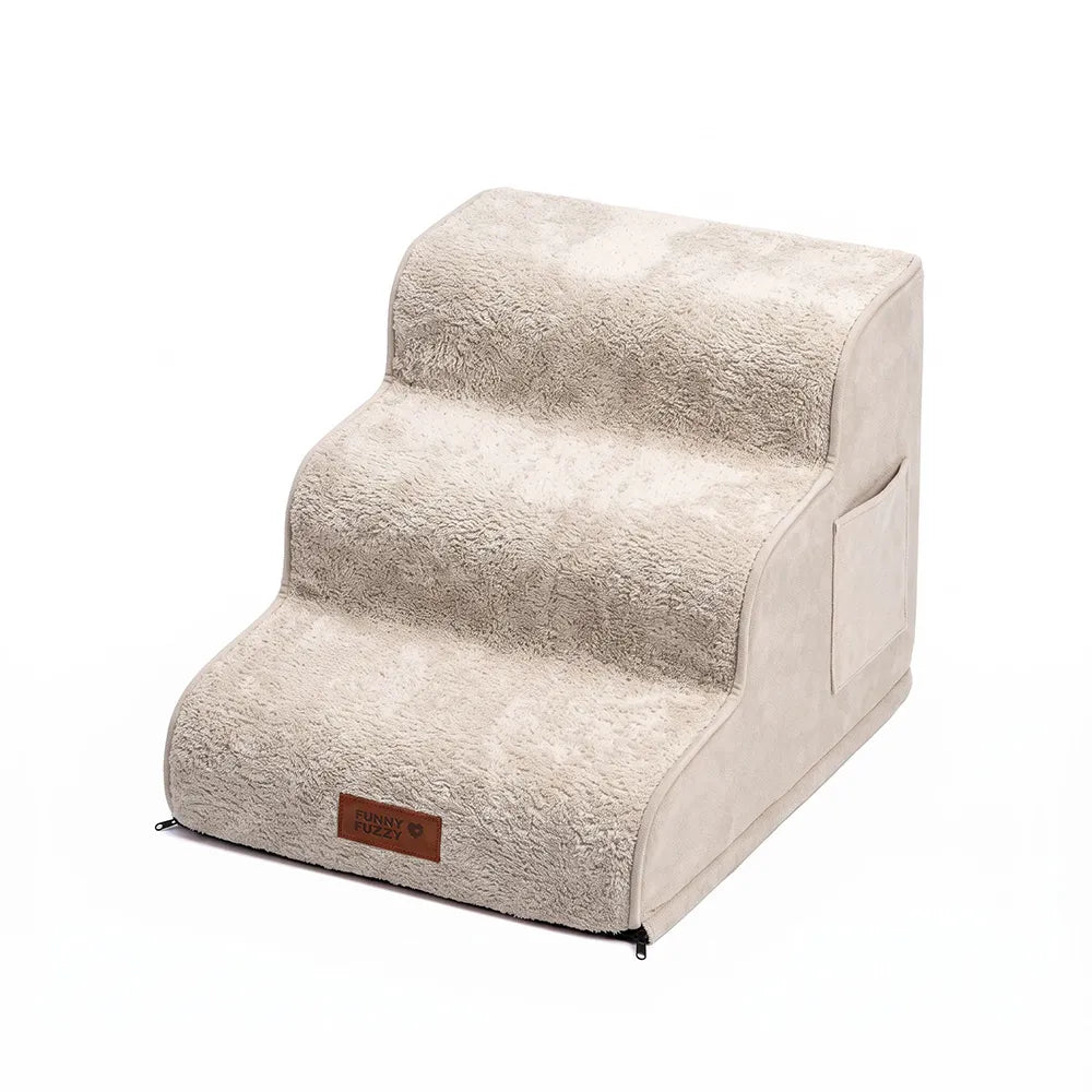 2-in-1 Foam Dog Stairs & Pet Mat with Plush Velvet Cover