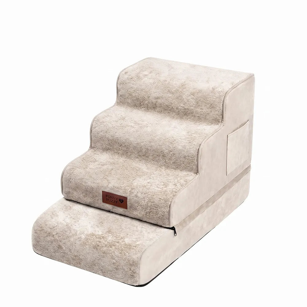 2-in-1 Foam Dog Stairs & Pet Mat with Plush Velvet Cover