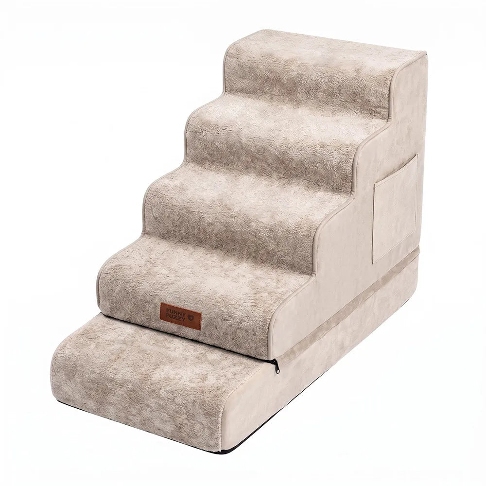 2-in-1 Foam Dog Stairs & Pet Mat with Plush Velvet Cover