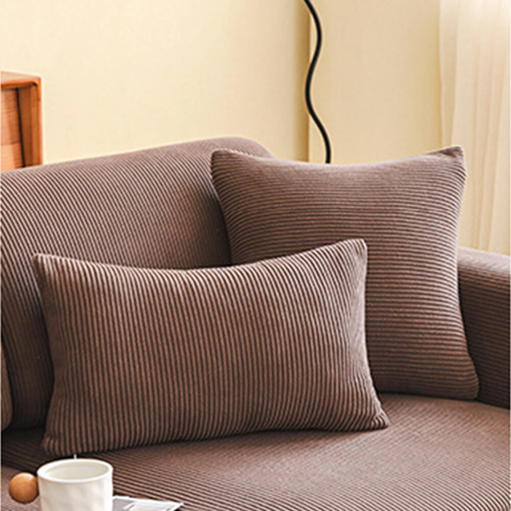 Vertical Stripe Corduroy Anti-Scratch Stretch Full-Cover Sofa Cover