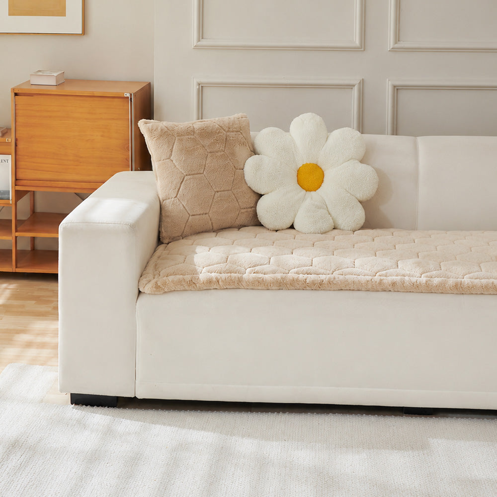 Thick Plush Hexagon-Quilted Pet Mat Non-Slip Sofa Cover