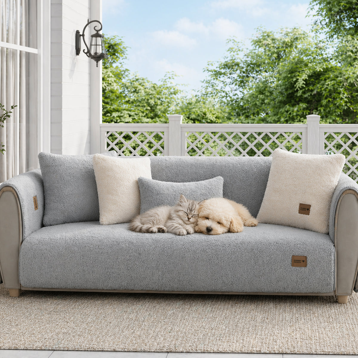 Sherpa Fleece Non-Slip Outdoor Garden Sofa Cover