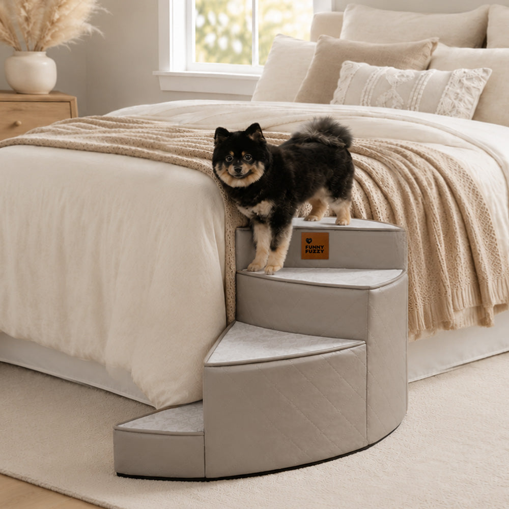 Luxe Water-repellent Faux Leather Removable Spiral Pet Steps - StepEase