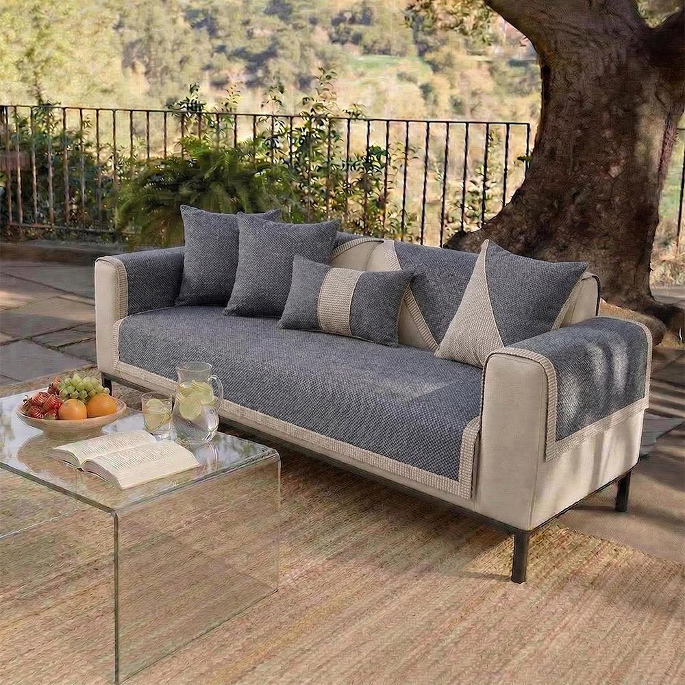 Breathable Woven Cotton Linen Non-Slip Outdoor Garden Sofa Cover