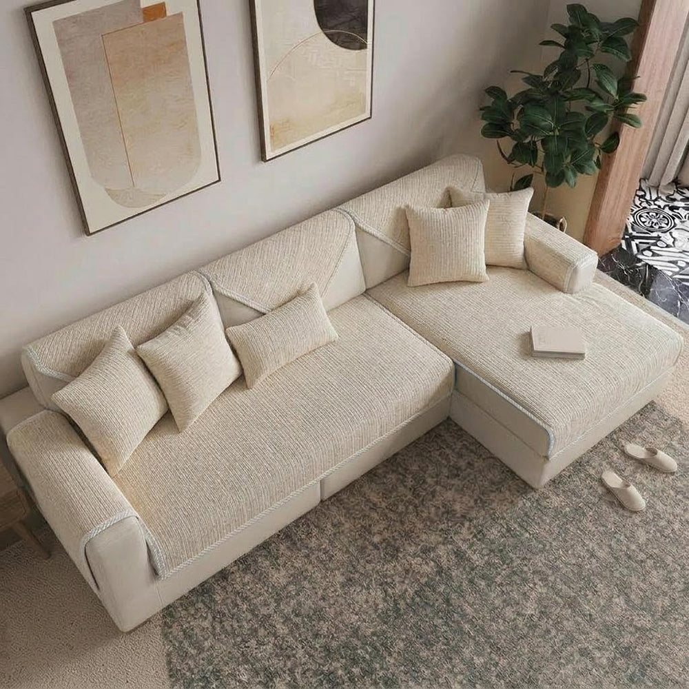 Waterproof Antimicrobial Simple Chenille Fabric Anti-scratch Corner Couch Cover