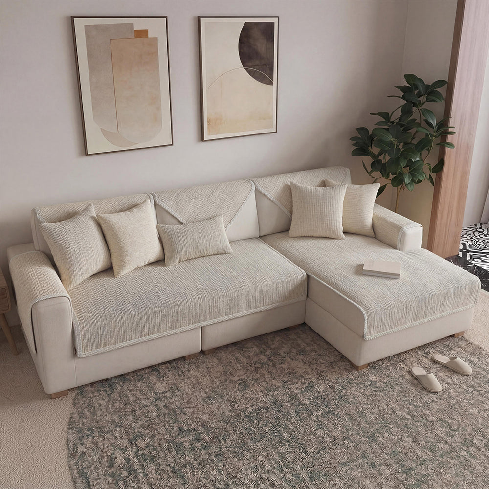 Waterproof Antimicrobial Simple Chenille Fabric Anti-scratch Corner Couch Cover