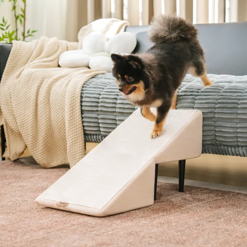 2-in-1 Convertible Wooden Home Step Stool Dog Ramp Stairs - Pet-Friendly Bedroom