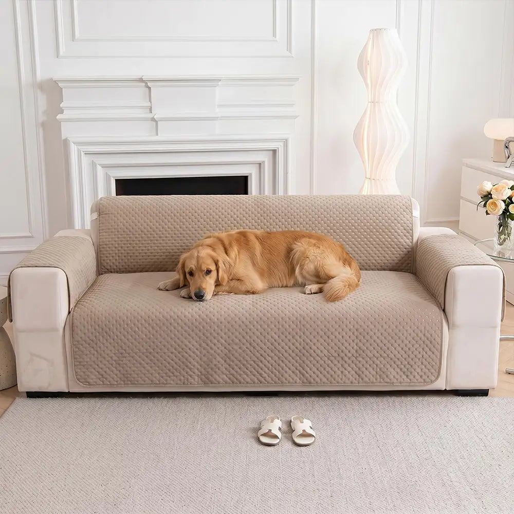 Water-Repellent Solid Color One Piece Armchair Couch Cover with Elastic Straps
