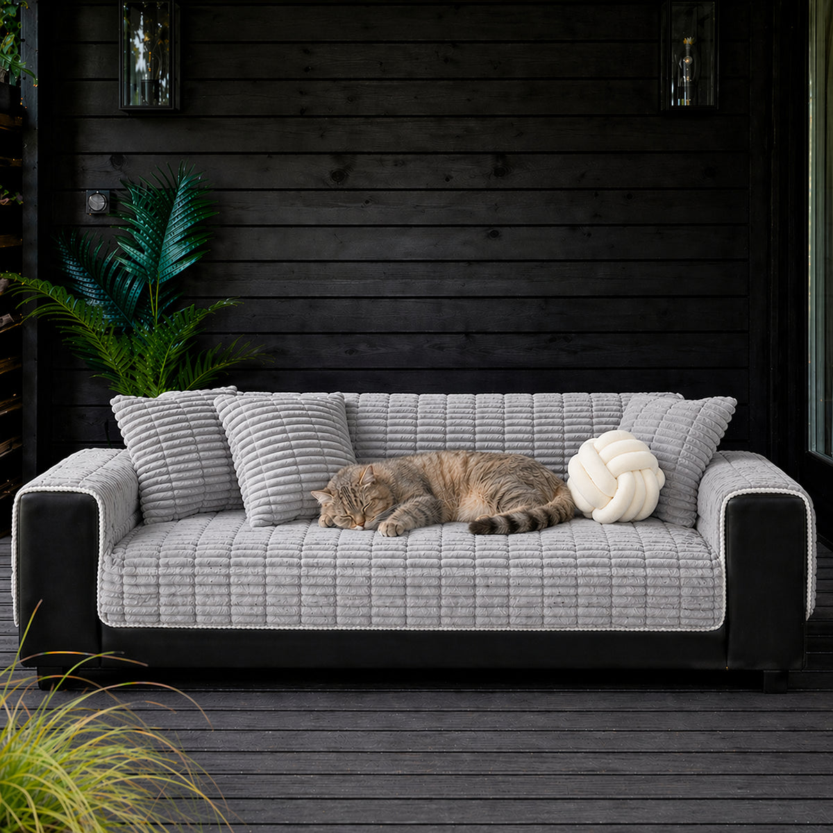Waterproof One-Piece Cosy Flannel Sofa Protection Non-Slip Sofa Cover