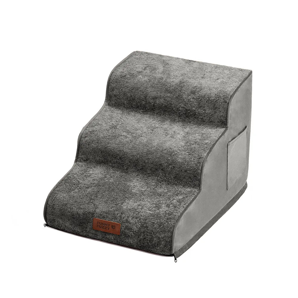 2-in-1 Foam Dog Stairs & Pet Mat with Plush Velvet Cover
