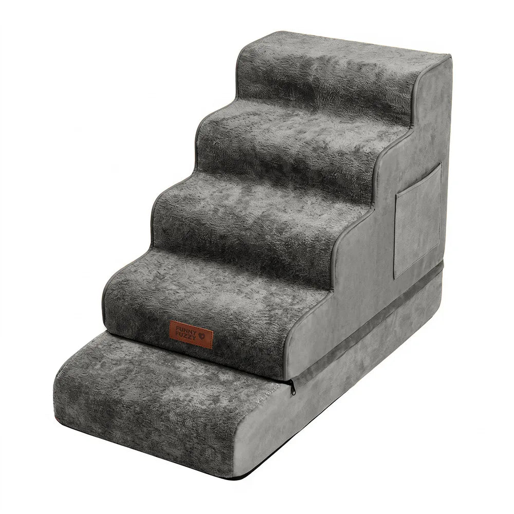 2-in-1 Foam Dog Stairs & Pet Mat with Plush Velvet Cover