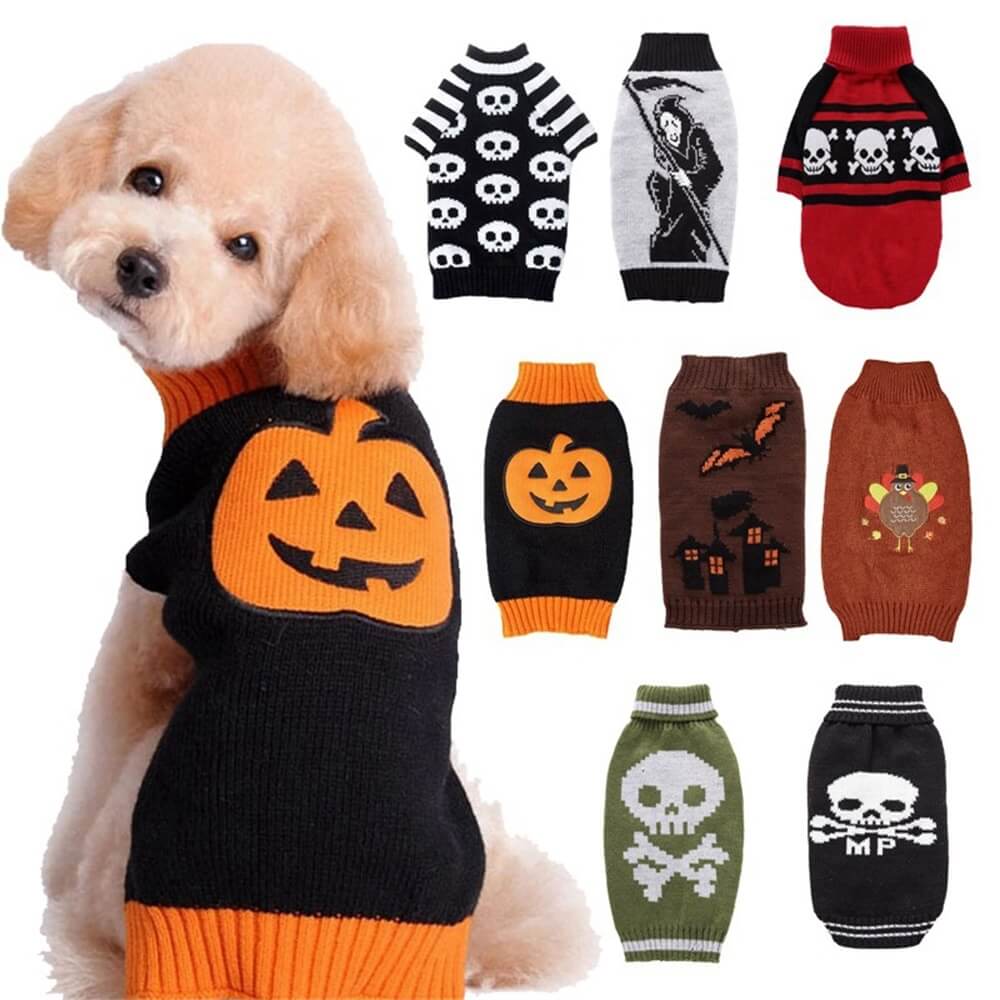 Halloween Pet Sweater | Warm & Cosy Halloween Pattern Dog Clothing