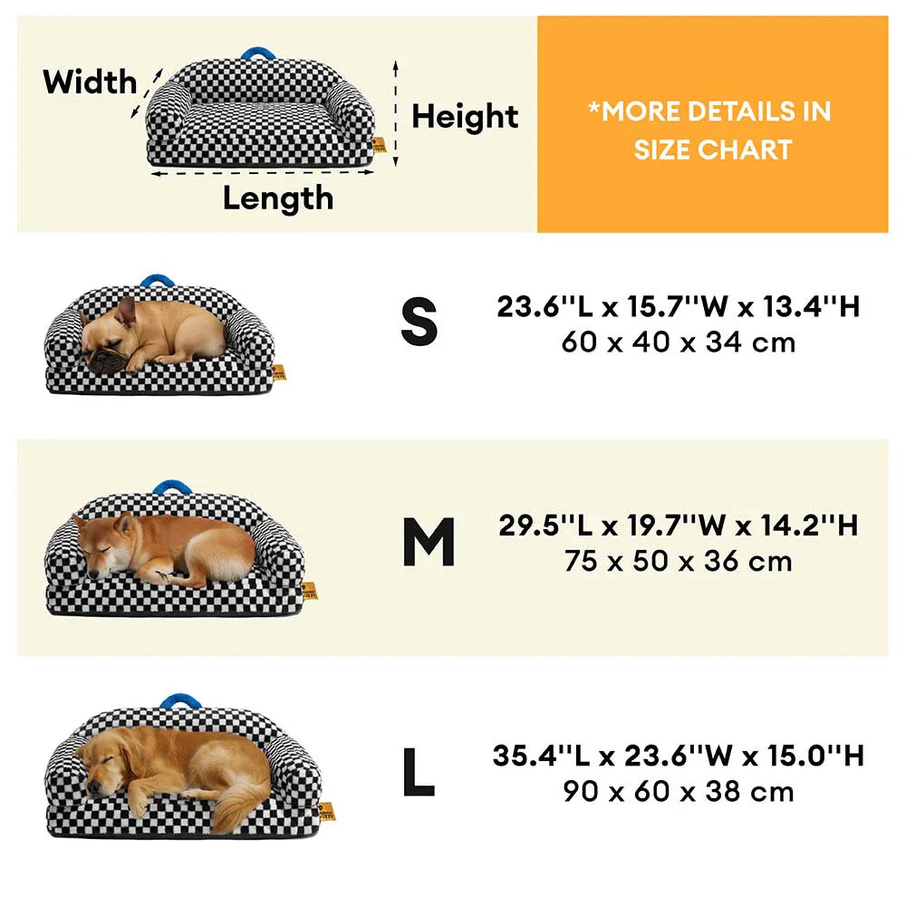Chequerboard Thick & Fluffy Washable Orthopaedic Dog Sofa Bed - CheckMate