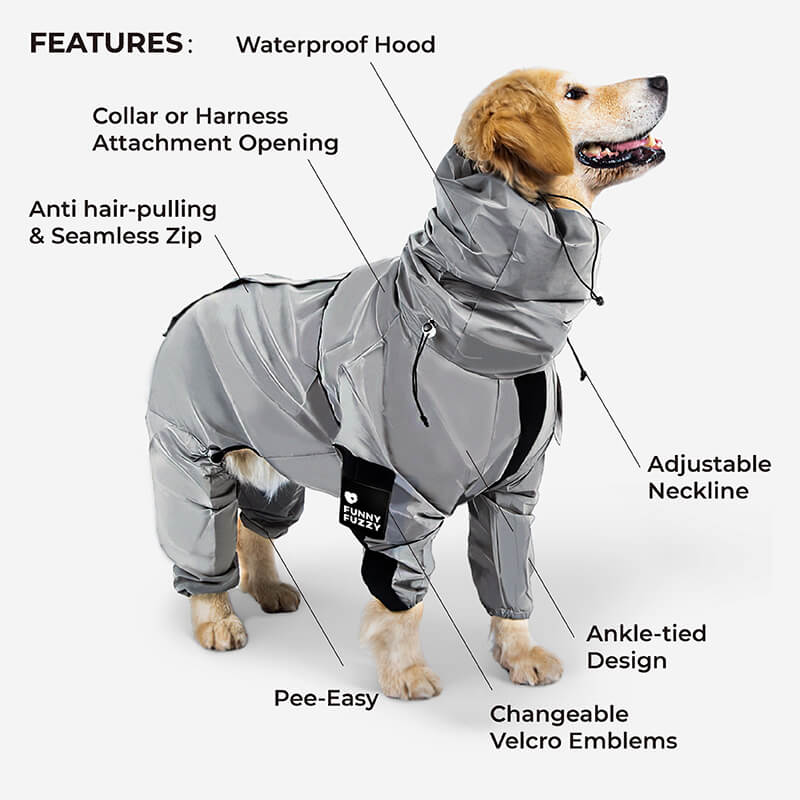 Reflective All-weather Waterproof Space Coat Dog Rain Coat