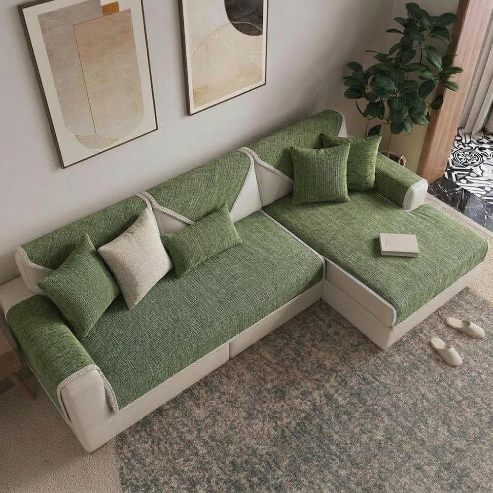 Waterproof Antimicrobial Simple Chenille Fabric Anti-scratch Corner Couch Cover
