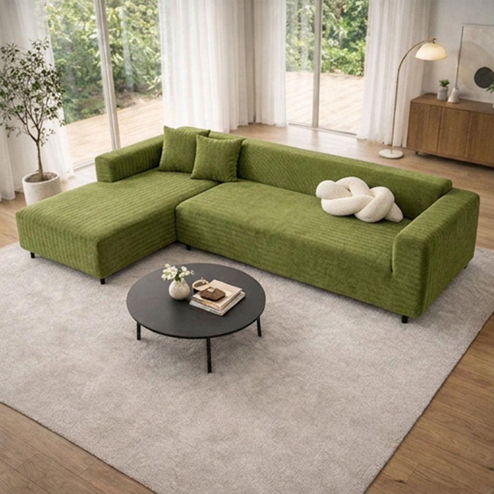 Herringbone Full Coverage Scratch-Resistant Sofa Protection Magic Stretch Corner Couch Cover