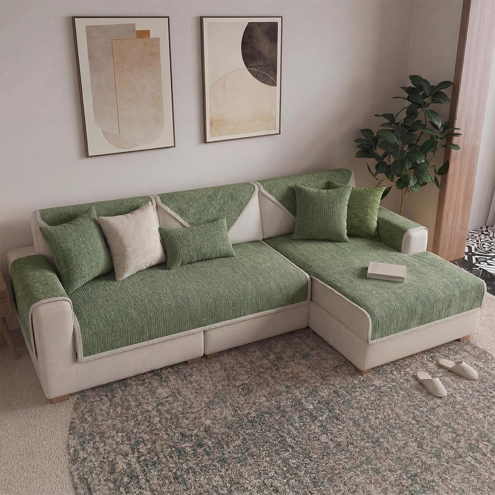 Waterproof Antimicrobial Simple Chenille Fabric Anti-scratch Corner Couch Cover