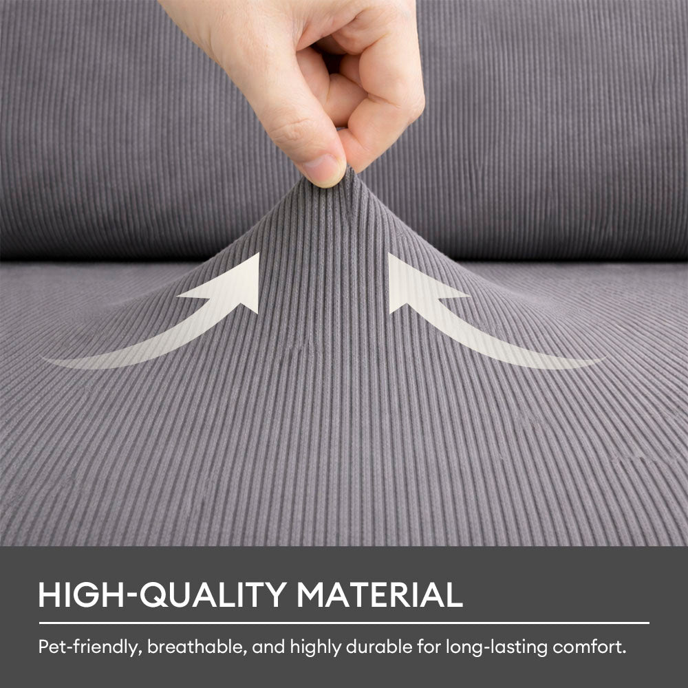 Vertical Stripe Corduroy Anti-Scratch Stretch Full-Cover Sofa Cover