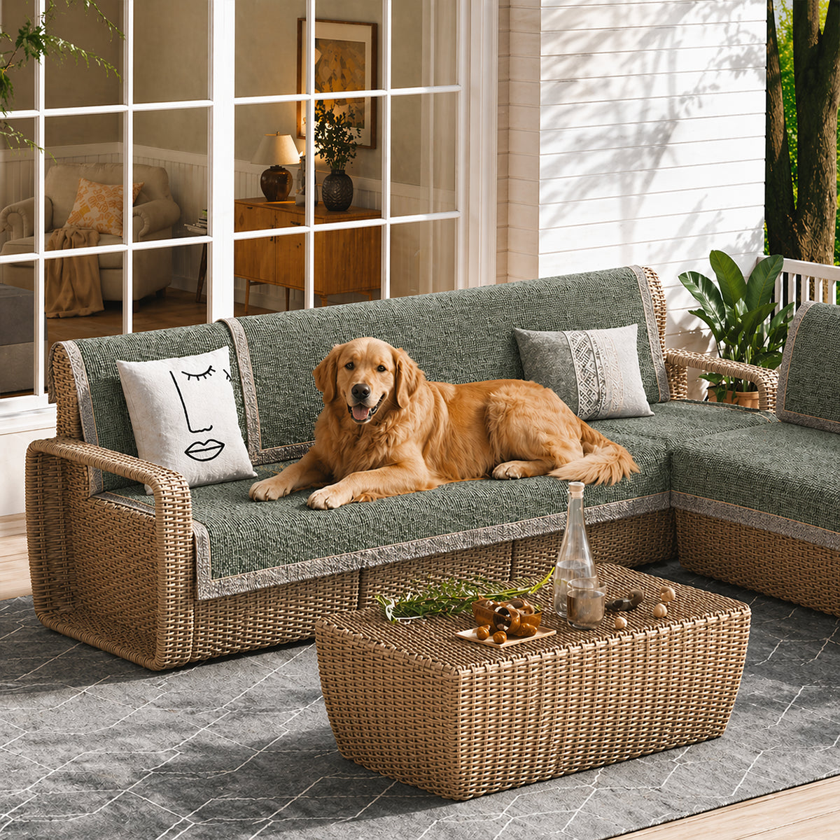 All-Season Modern Tweed Woven Chenille Anti-Slip Sofa Cover