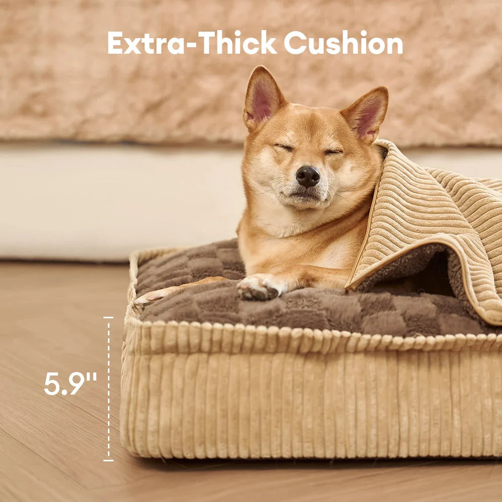 Fluffy Warm Detachable Orthopaedic Dog Bed - Checker Cocoon