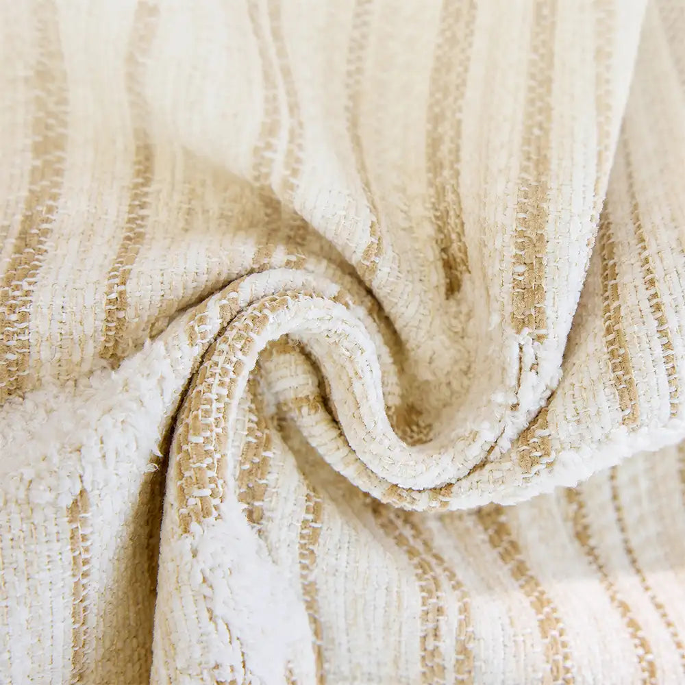 Modern Textured Striped Chenille Non-Slip Sofa Cover