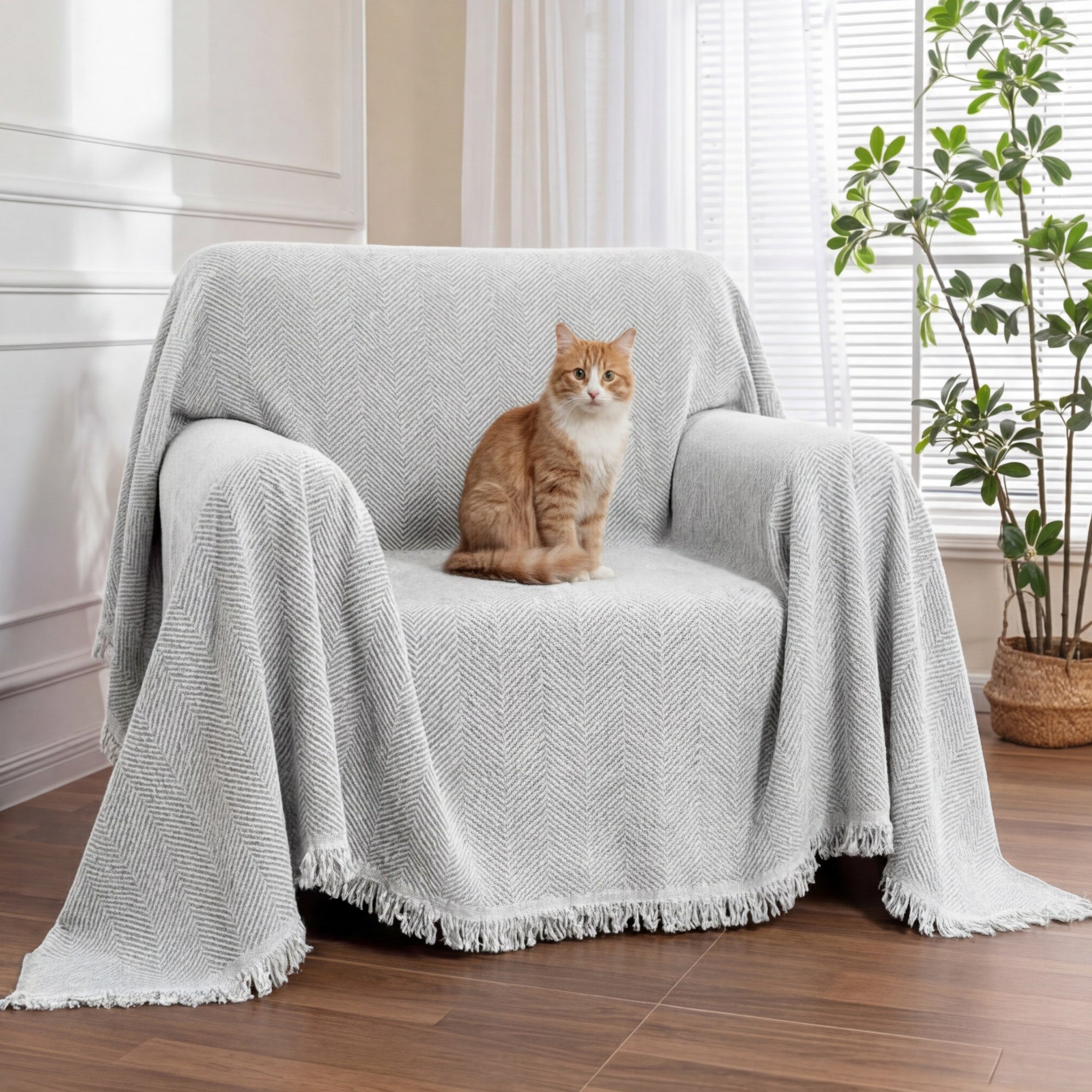 Chenille Blanket Herringbone Tassel Sofa Cover Sofa Throw Blanket Armchair Cover