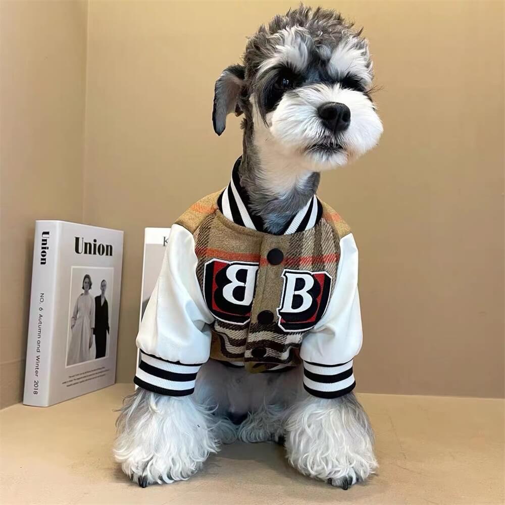 Plaid Baseball Dog Jacket – Sporty and Stylish Outerwear for Dogs Dog Clothes