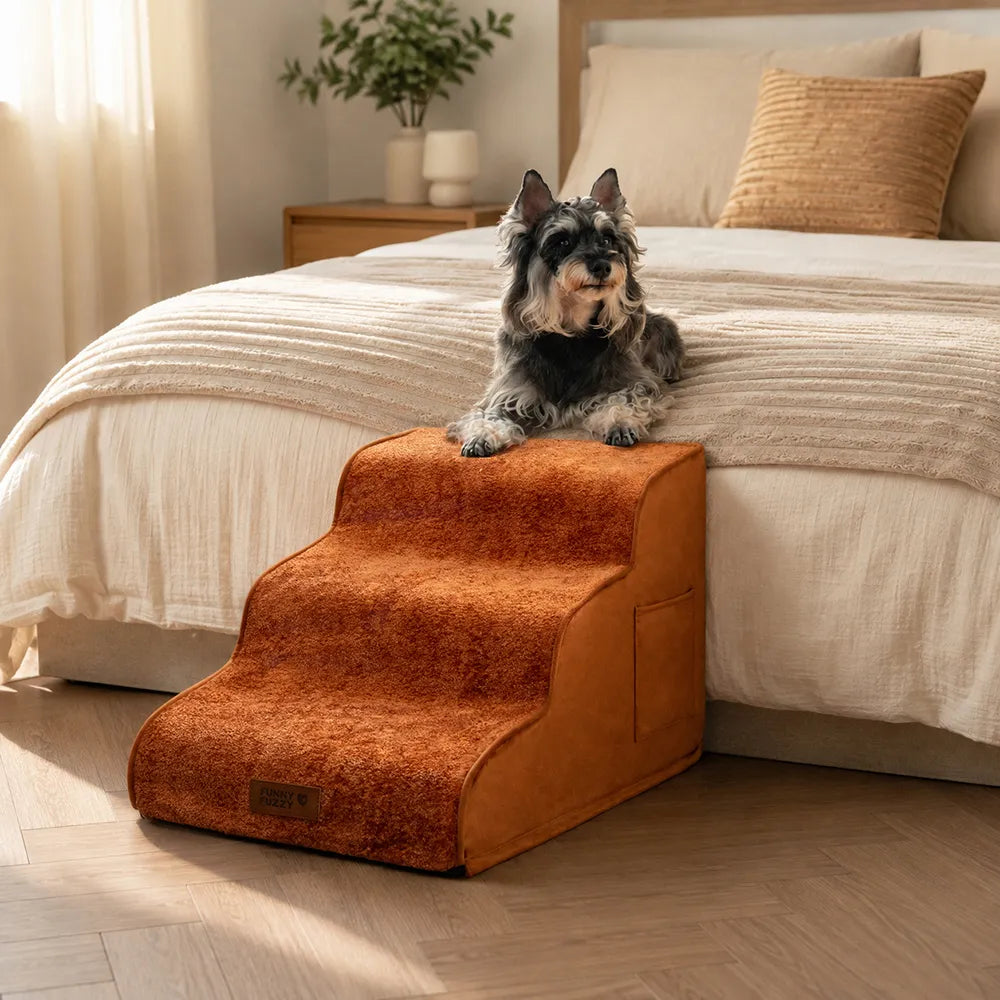 2-in-1 Foam Dog Stairs & Pet Mat with Plush Velvet Cover