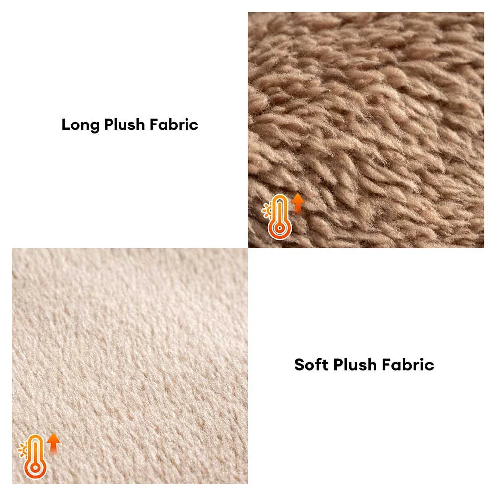 Plush Striped Cave Covered Orthopaedic Dog Bed With Pillow - FluffyWarm