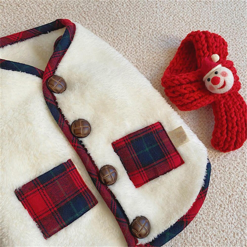 Plaid Winter Dog Jacket with Scarf – Festive and Cosy for the Holidays Dog Clothes