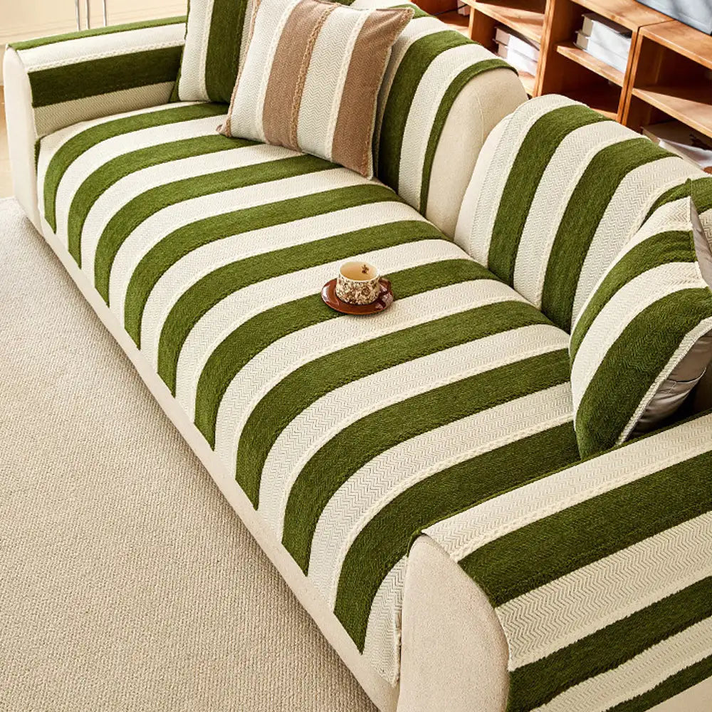 Vintage Striped Chenille Non-Slip Sofa Cover