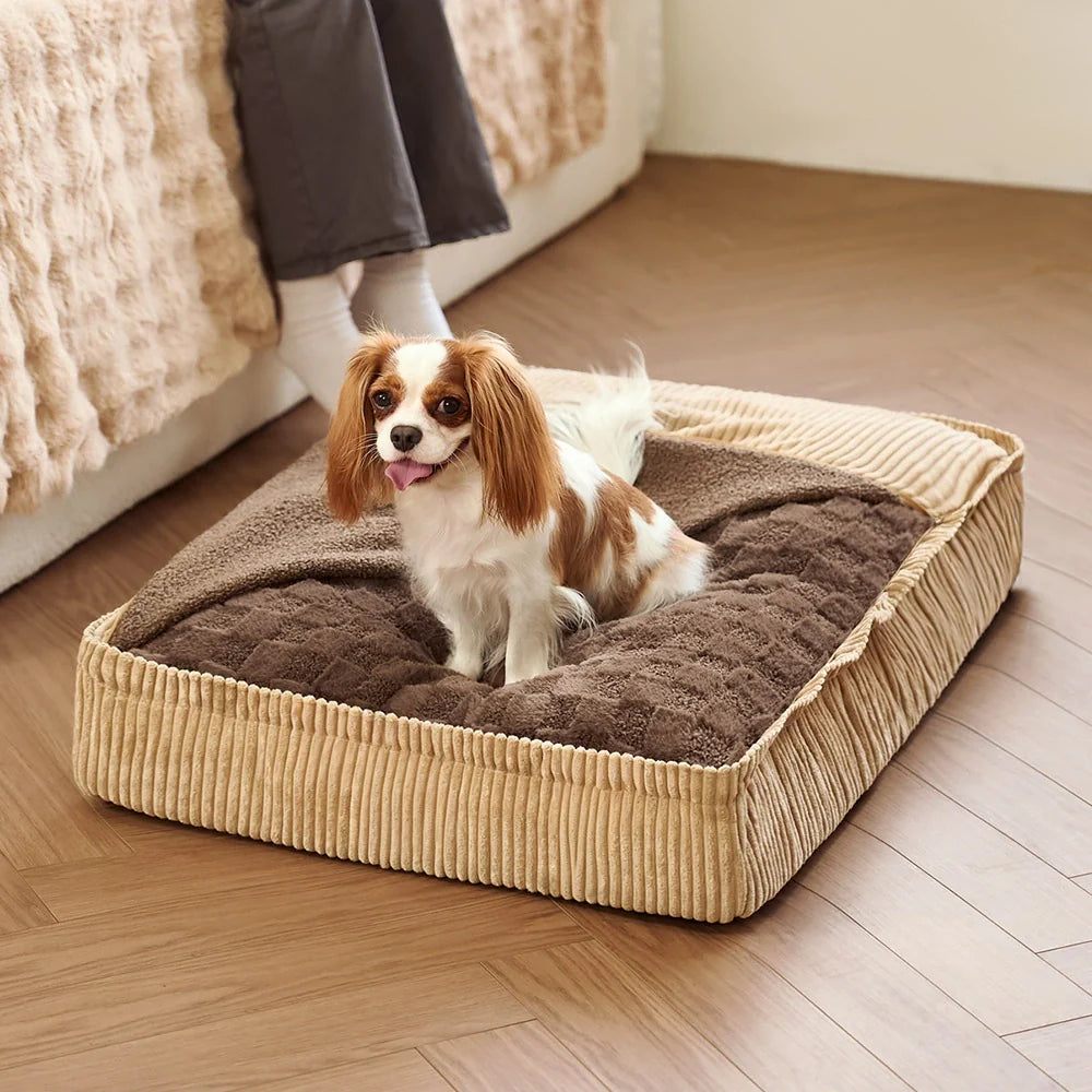 Fluffy Warm Detachable Orthopaedic Dog Bed - Checker Cocoon