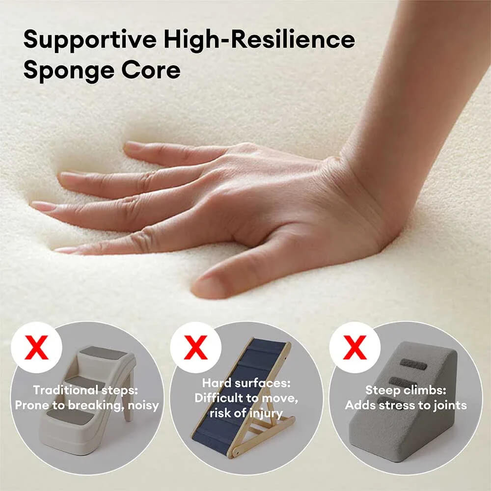 Adjustable Non-Slip Washable Soft Dog Steps with Gentle Ramp