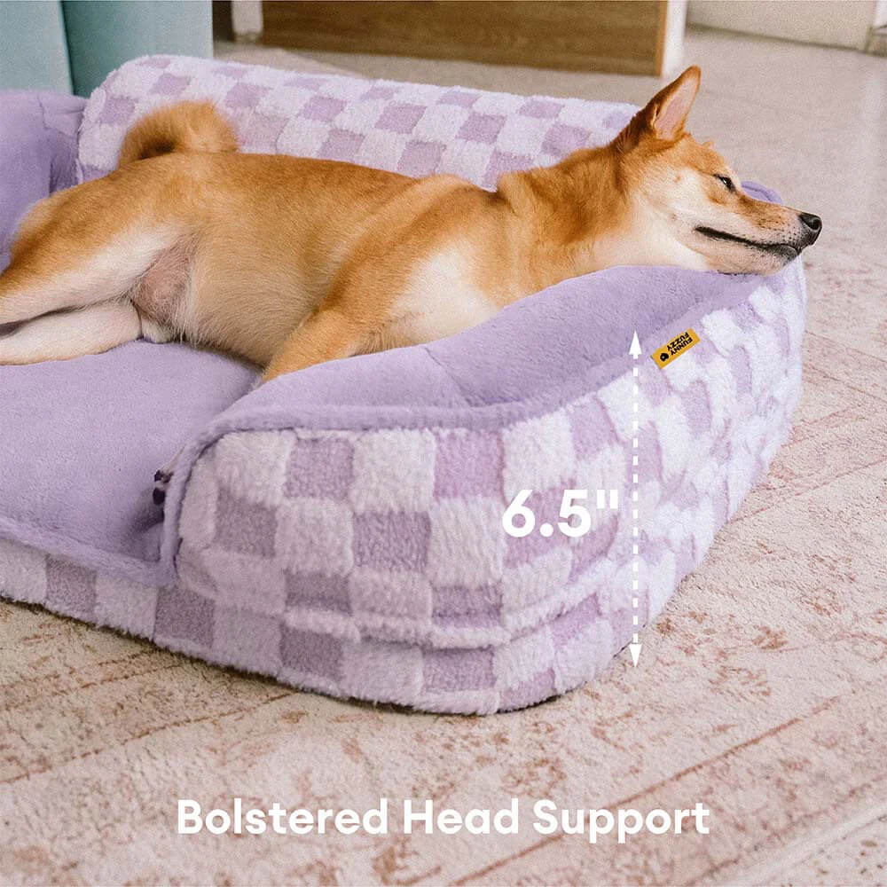 Chequered Fluffy Warm Washable Orthopaedic Dog Bolster Bed – CloudNooki