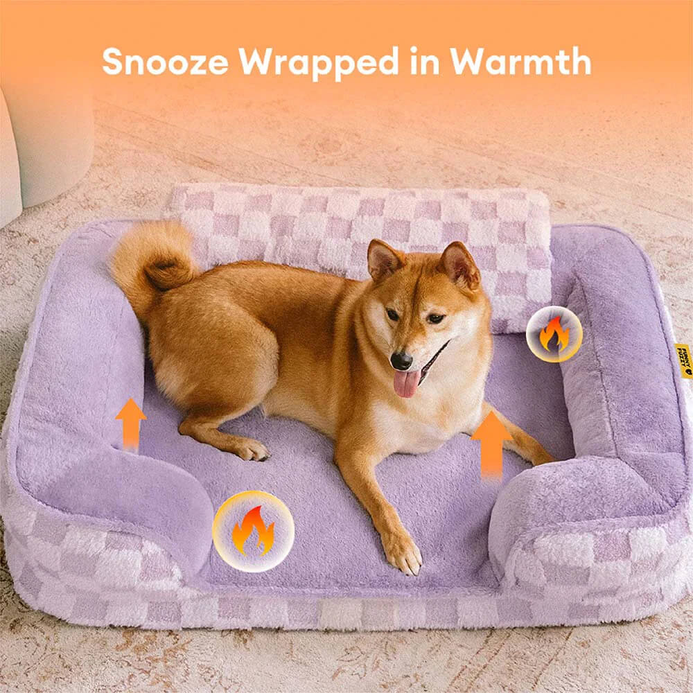 Chequered Fluffy Warm Washable Orthopaedic Dog Bolster Bed – CloudNooki
