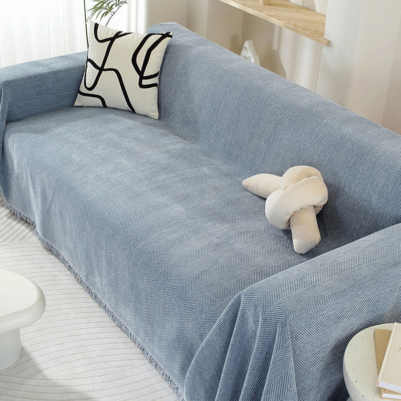 Chenille Blanket Herringbone Tassel Outdoor Garden Sofa Cover Sofa Throw Blanket