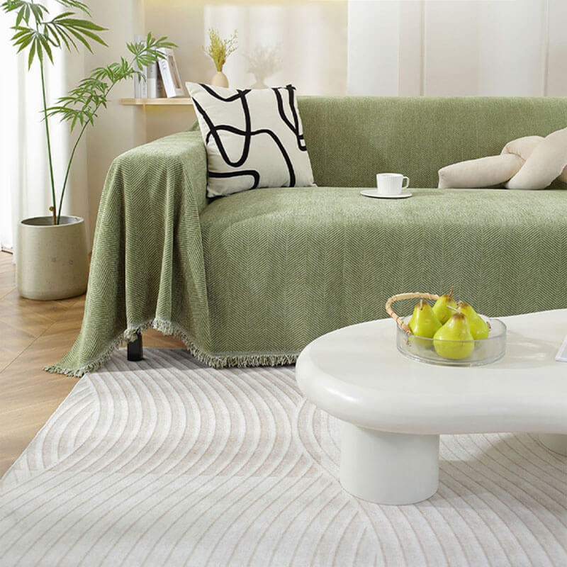 Chenille Blanket Herringbone Tassel Outdoor Garden Sofa Cover Sofa Throw Blanket