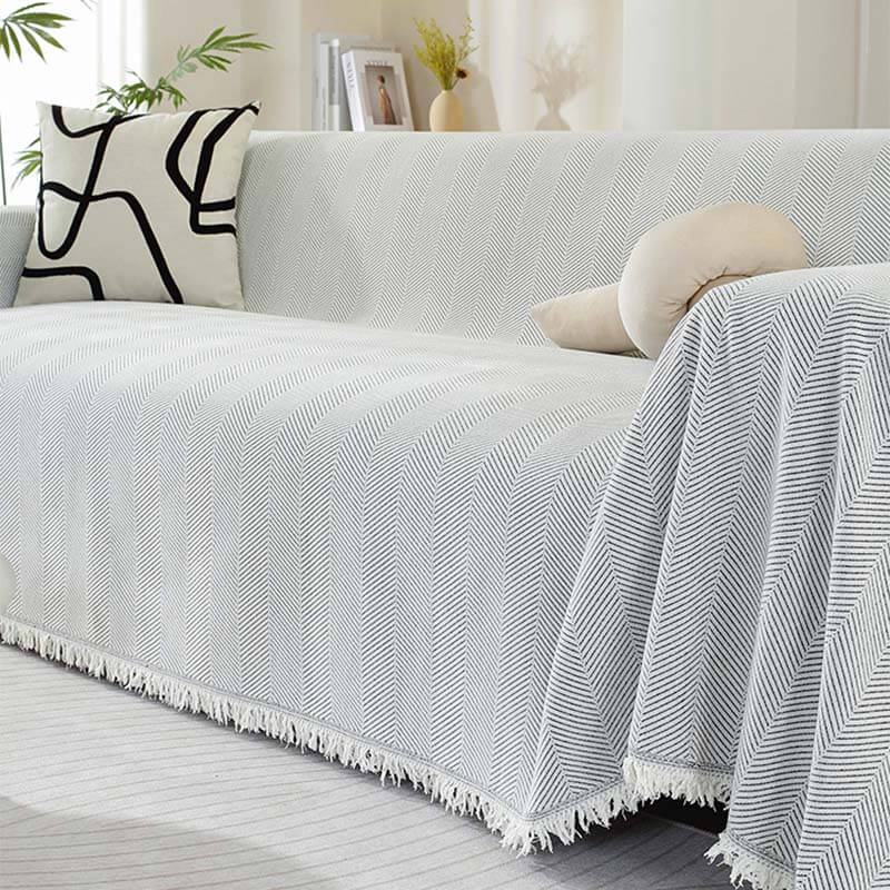 Chenille Blanket Herringbone Tassel Outdoor Garden Sofa Cover Sofa Throw Blanket