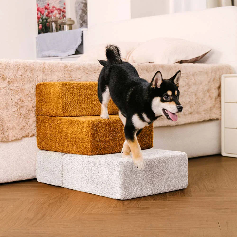 Chenille Durable Scratch-Resistant Foldable Blocks Multi-Level Dog Steps