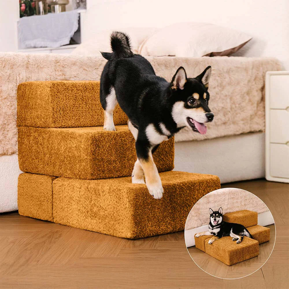 Chenille Durable Scratch-Resistant Foldable Blocks Multi-Level Dog Steps