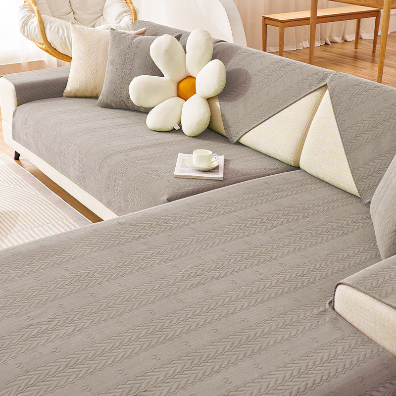 Chenille Wheat Ear Printed Breathable Non-slip Sofa Cover