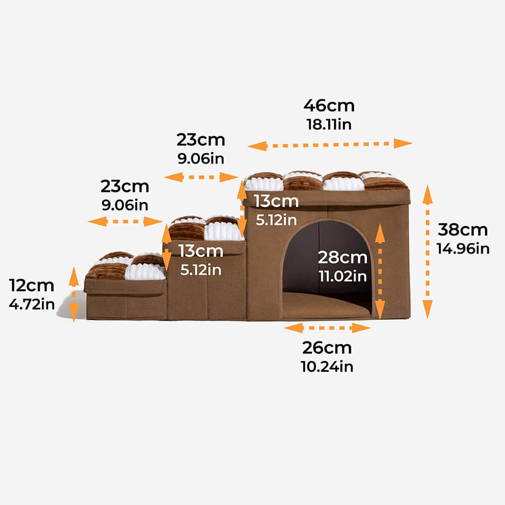 Chessboard Handcrafted Dog Steps With Storage And Condo - Napsteps