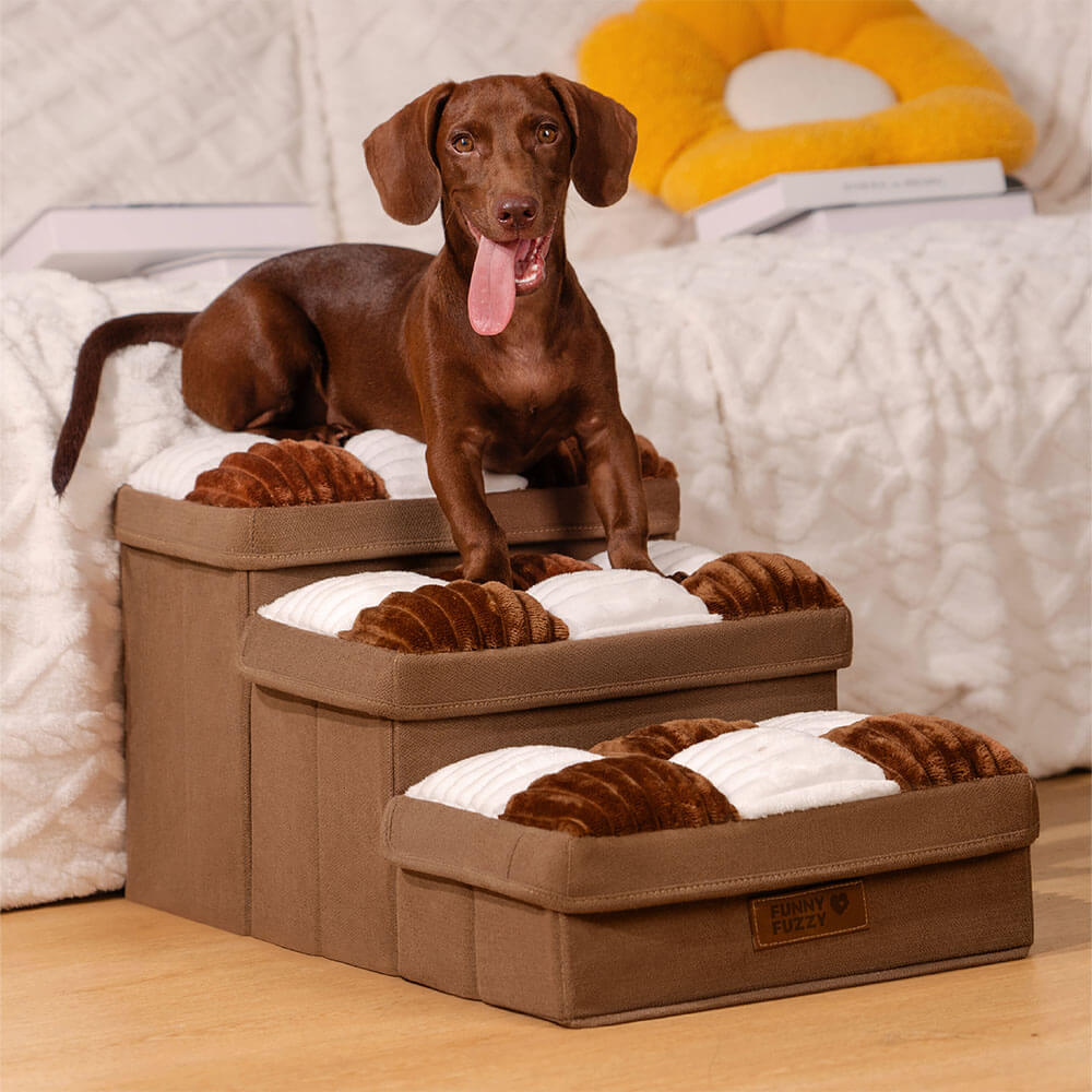 Chessboard Plaid Handcrafted Dog Steps with Storage - Multifunctional and Foldable