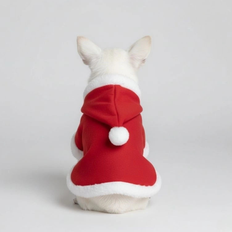 Christmas Santa Pet Cloak Warm Plush Dog Cape with Hat Christmas Dog Clothing