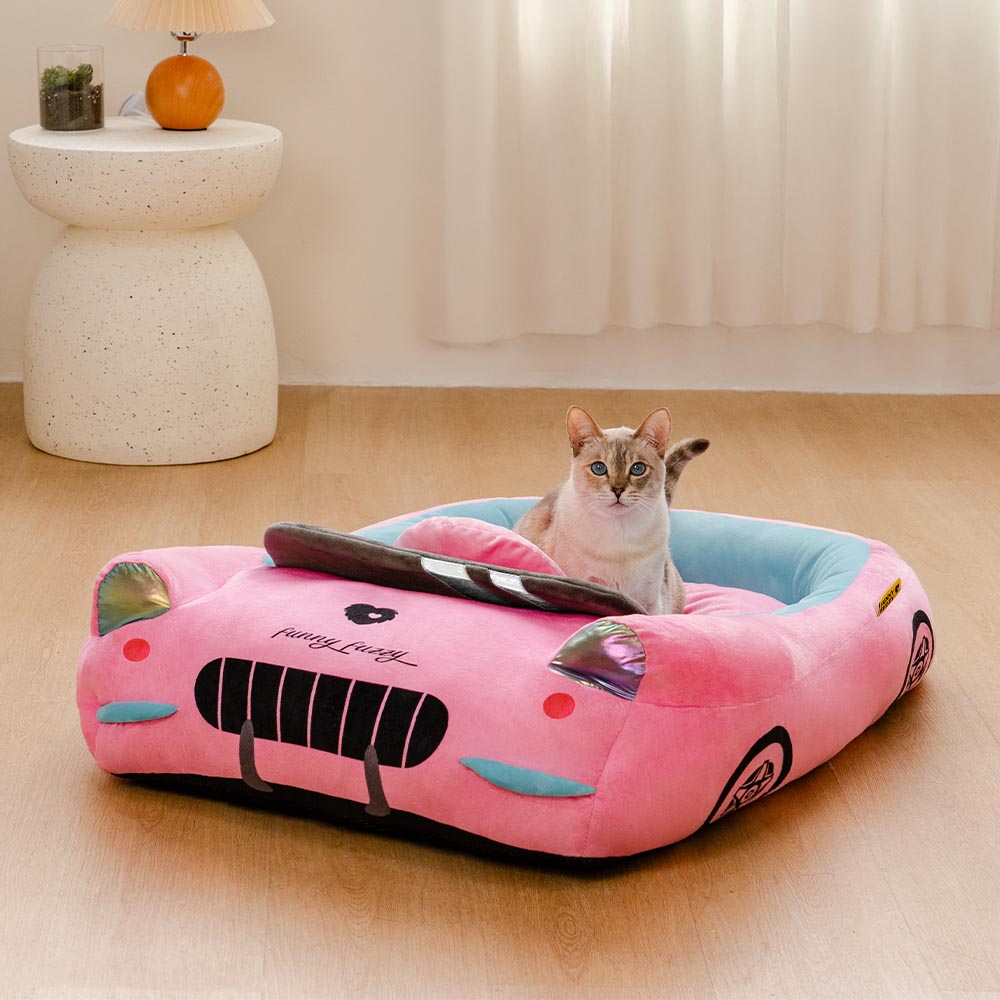 Classic Convertible Race Car Bolster Cat Bed - Fast&Fur