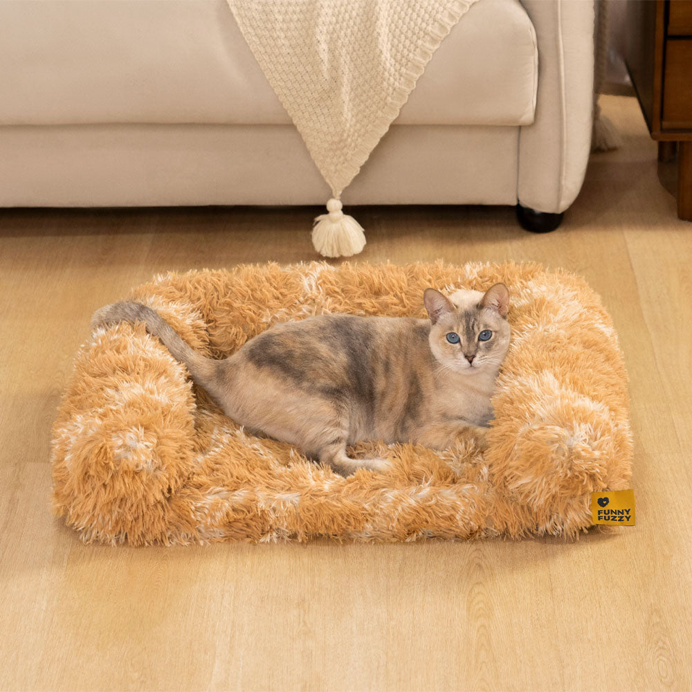 Classic Plaid Orthopaedic Bolster Cat Sofa Bed - Cosy Comfort